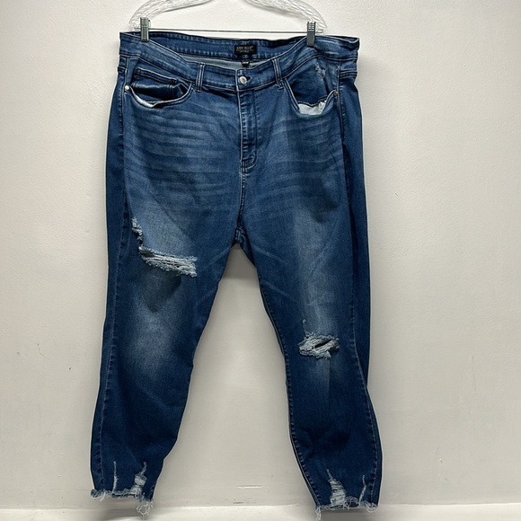 Judy Blue Skinny Jeans High Rise Denim Destroyed Hem Jean Blue Plus Size 24 24W - Picture 6 of 12